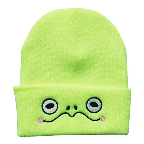 Unisex Winter Strickmütze Acryl Cartoon Augen Stickerei Umschlag Totenkopfkappe Für Herren Damen Lässig Outdoor Herbst Kopfbedeckung