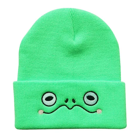 Unisex Winter Strickmütze Acryl Cartoon Augen Stickerei Umschlag Totenkopfkappe Für Herren Damen Lässig Outdoor Herbst Kopfbedeckung