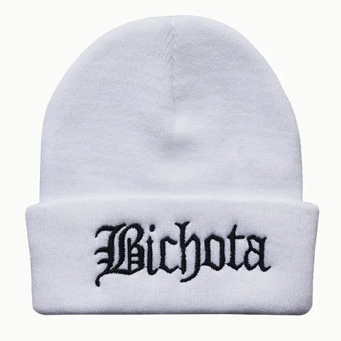 Gothic Letter Bichota Embroidery Knit Beanie For Women Men Winter Warm Acrylic Cuffed Skull Cap Casual Streetwear Hat