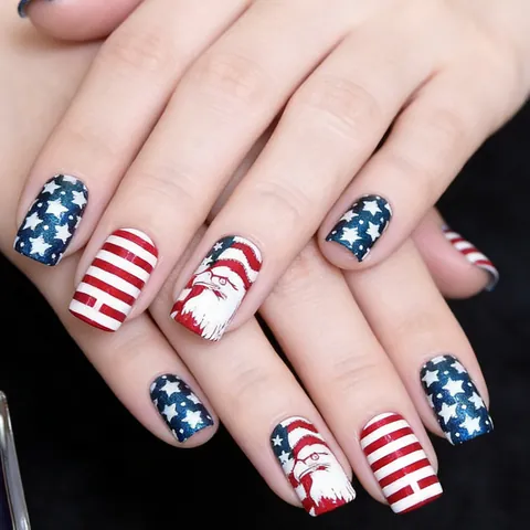 Patriotische Onafhankelijkheidsdag Plaknagers Kort Glitters Amerikaanse Vlag Arend Sterren Strepen Rood Wit Blauw Decoratie