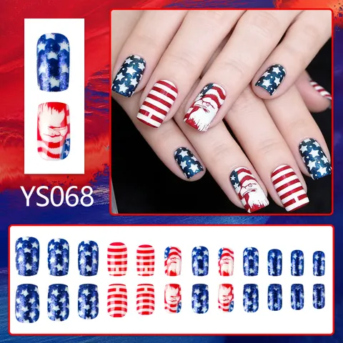 Patriotische Onafhankelijkheidsdag Plaknagers Kort Glitters Amerikaanse Vlag Arend Sterren Strepen Rood Wit Blauw Decoratie
