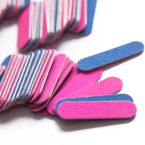 Mini Houten Nagelvijlen Dubbelzijdig Amarilplanken Blauw Roze Schuurpapier Polijststokjes Voor Professionele Nagelverzorging Manicure