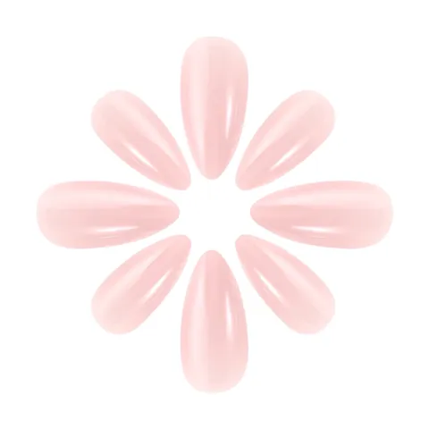 Glossy Nude Pink Almond Shape Press On Nails Short Full Cover Fake Nails With Jelly Glue And Nail File For Women Girls