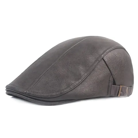 Herren Vintage PU Leder Flat Cap Newsboy Mütze Für Herbst Winter Outdoor Warm Winddicht Verstellbare Baskenmütze Ivy Kappe