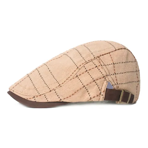 Vintage British Style Checkered Grid Flat Cap For Men Women Adjustable Cotton Beret Newsboy Hat For Daily Travel Outdoor
