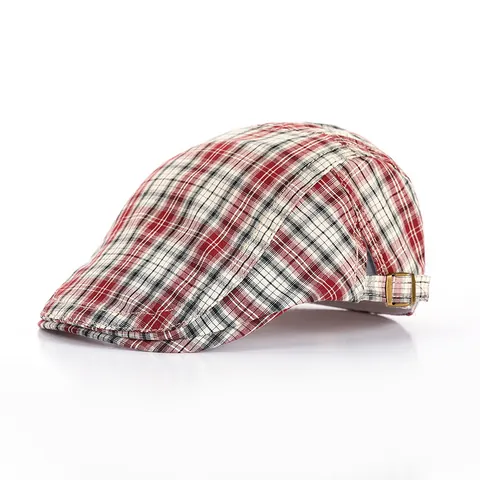 Unisex Geruit Platte Pet Britse Retro Verstelbaar Baret Katoen Polyester Eendenbek Pet Voor Heren Dames Casual Outdoor
