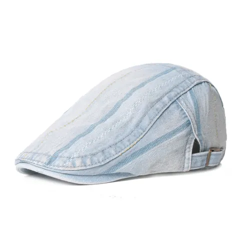 Vintage Washed Denim Flat Cap Adjustable Cotton Beret Hat Retro British Style Ivy Cap For Men Women Casual Sunshading Newsboy Hat