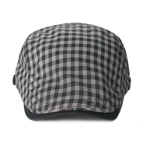 Boina a Cuadros Estilo Británico Vintage Gorra Plana de Algodón Ajustable Para Hombre Mujer Casual Exterior Protección Solar Ivy Cap