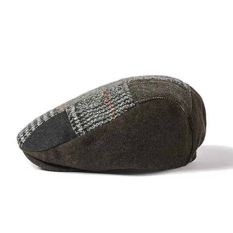 Casquette Gavroche Patchwork Rétro Britannique Pour Femmes Hommes Béret Chaud En Polyester Acrylique Automne Hiver Outdoor Streetwear