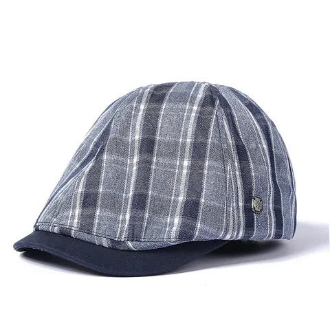 Boina de Algodón a Cuadros de Estilo Vintage Británico para Hombre Mujer Gorra Newsboy Ajustable Transpirable Sombrilla Accesorio Casual