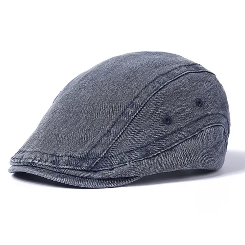 Béret Plat en Coton Lavé Rétro Britannique pour Hommes Ajustable Vintage pour Femmes Chapeau Newsboy Chaud Automne Hiver