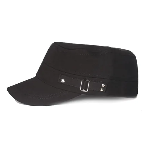 Gorra Cadet Clásica de Algodón para Hombre Mujer Ajustable Color Sólido Sombrero Militar Con Remaches de Metal Al Aire Libre