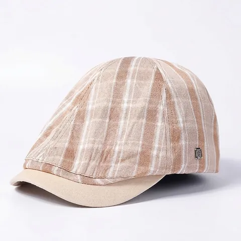 Boina de Algodón a Cuadros de Estilo Vintage Británico para Hombre Mujer Gorra Newsboy Ajustable Transpirable Sombrilla Accesorio Casual