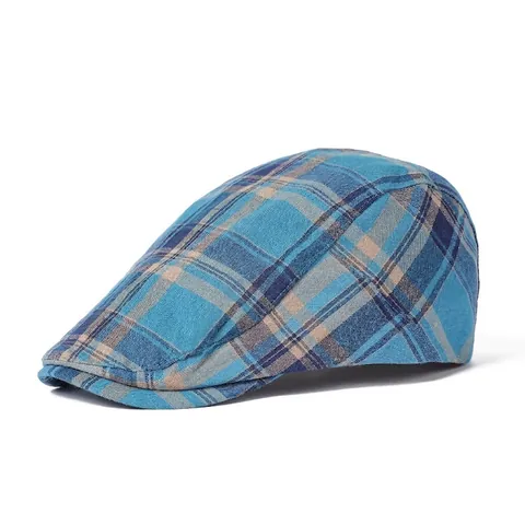 Retro Plaid Schirmmütze Für Herren Damen Verstellbare Baumwolle Schiebermütze Baskenmütze Vintage Britischer Stil Casual Outdoor Kappe