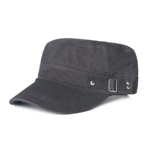 Gorra Cadet Clásica de Algodón para Hombre Mujer Ajustable Color Sólido Sombrero Militar Con Remaches de Metal Al Aire Libre