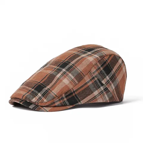 Retro Plaid Schirmmütze Für Herren Damen Verstellbare Baumwolle Schiebermütze Baskenmütze Vintage Britischer Stil Casual Outdoor Kappe