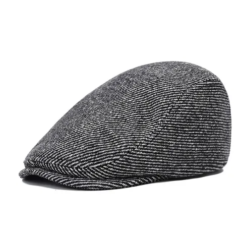 Heren Vintage Dikke Warme Platte Pet Visgraat Tweed Ivy Pet Voor Winter Herfst Casual Outdoor Mode Hoed