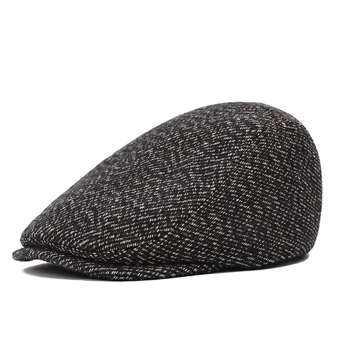Heren Vintage Dikke Warme Platte Pet Visgraat Tweed Ivy Pet Voor Winter Herfst Casual Outdoor Mode Hoed