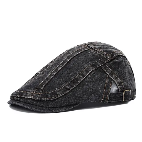 Gorra Plana de Mezclilla Lavada Vintage para Hombre y Mujer Sombrero Newsboy Hebilla Ajustable Casual Aire Libre Protección Solar