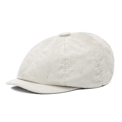 Men's Corduroy Octagonal Hat Vintage British Style Newsboy Cap Solid Color Warm Winter Flat Cap For Men Casual Daily Wear