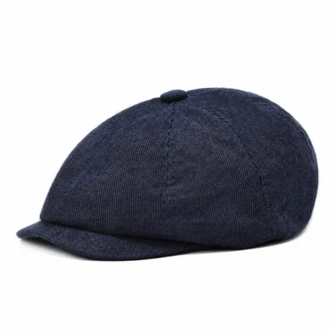 Men's Corduroy Octagonal Hat Vintage British Style Newsboy Cap Solid Color Warm Winter Flat Cap For Men Casual Daily Wear