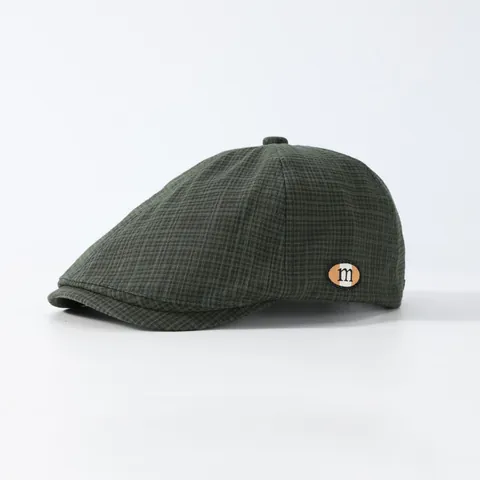 Vintage Cotton Plaid Flat Cap Retro British Style Newsboy Ivy Hat For Men Women Breathable Sun Protection Adjustable Cabbie Hat