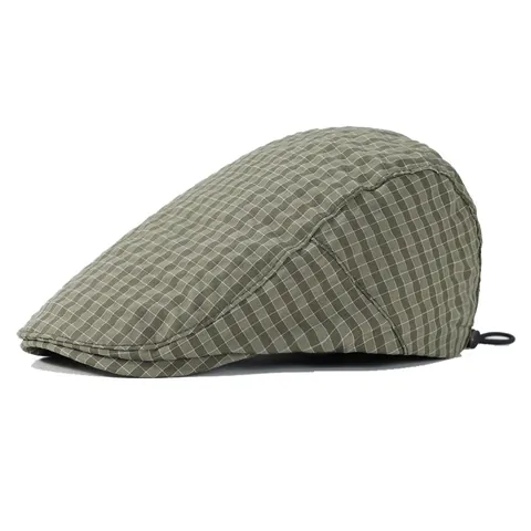 Vintage Geruite Platte Pet Verstelbaar Ademend Zonbescherming Ivy Newsboy Hoed Voor Mannen Vrouwen Casual Polyester Geruite Baret