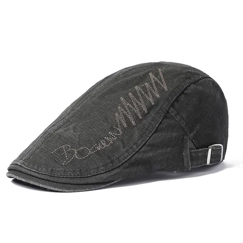 Herren Vintage Baumwolle Schiebermütze Verstellbare Flat Cap Mit Stickerei Sonnenschutz Lässige Ivy Cap Für Männer