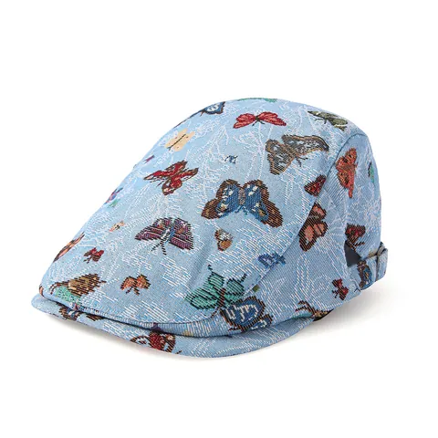 Vintage Butterfly Pattern Jacquard Ivy Cap Adjustable Polyester Cotton Flat Cap For Women Retro Ethnic Style Beret Hat