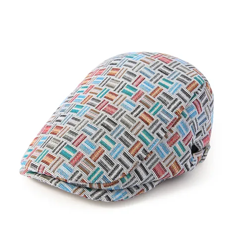 Vintage Baumwolle Schiebermütze Bunt Kariert Flat Cap Verstellbar Britischer Retro-Stil Sonnenschutz Barett Hut Damen Herren