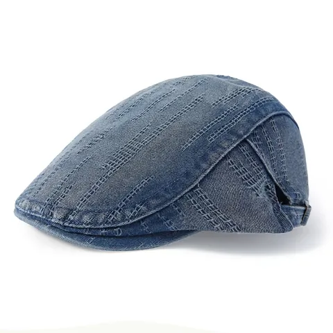 Retro Denim Ivy Cap Für Damen Herren Gewaschene Baumwolle Schirmmütze Schiebermütze Verstellbar Gitterheftung Lässig Hut