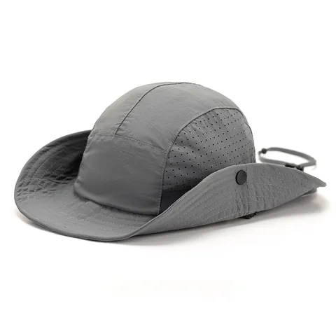 Outdoor Sun Protection Bucket Hat Wide Brim Quick Dry Polyamide Fishing Camping Hat With Windproof Cord Reflective For Men Women