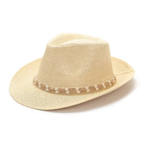 Herren Sommer Atmungsaktive Papier Strohhut Fedora Große Krempe Sonnenschutz Panama Stil Hut Mit Webband Für Outdoor Reisen