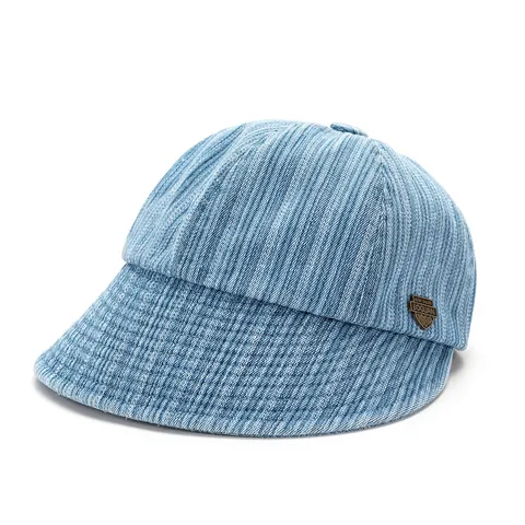 Sombrero De Pescador Vintage De Algodón Denim Lavado Para Mujer Estilo Japonés A Rayas Color Sólido Gorra Retro De Sol