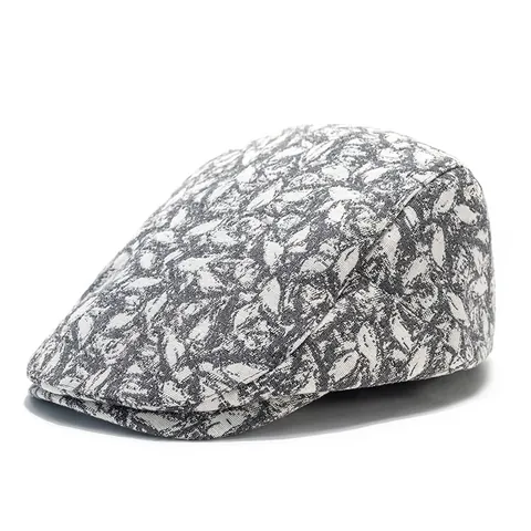 Vintage Abstraktes Blumenmuster Schiebermütze Atmungsaktive Baumwollmischung Baskenmütze Retro Newsboy Cap Für Herren Damen Lässiger Malermütze
