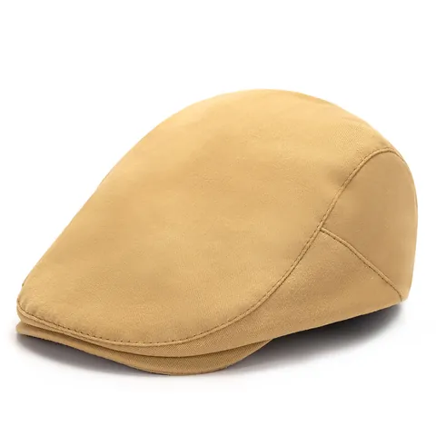 Béret Plat Vintage Couleur Unie Pour Hommes Femmes Ajustable Mélange de Coton Casquette Plate Retro Newsboy Chapeau Solaire Extérieur