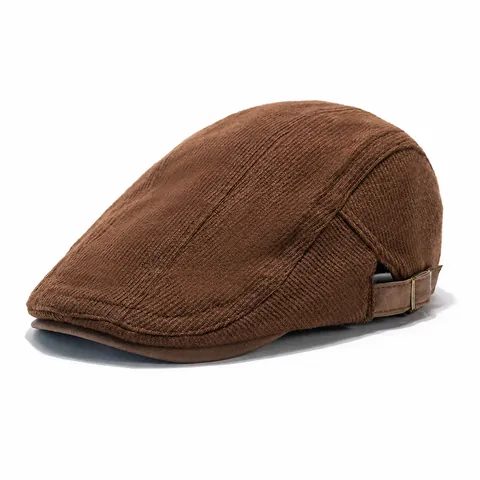 Vintage Men Flat Cap Corduroy Ivy Hat Adjustable Outdoor Retro Driver Cap Breathable Newsboy Painter Cap For Casual Travel