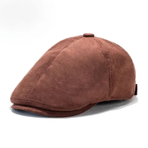 Berretto da Strillone in Camoscio Retro per Uomo Donna Tinta Unita Vintage Ivy Cap Autunno Inverno Caldo Cappello da Pittore Stile Britannico