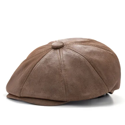 Gorra de Repartidor Octagonal de Gamuza Vintage Hombre Mujer Otoño Invierno Cálida Antiviento Boina Outdoor Casual