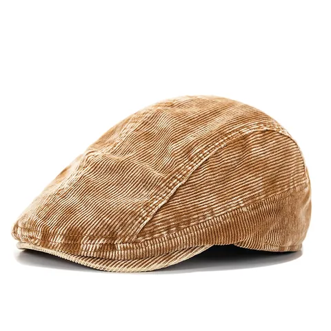 Gorra de Plato de Pana Vintage para Hombre Mujer Artístico Color Sólido Ivy Cap Lavado Retro Boina Estilo Británico Informal
