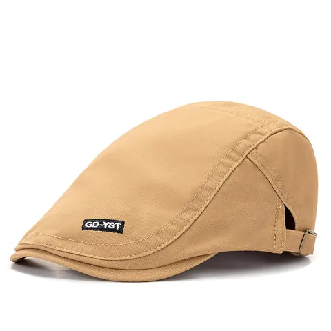 Berretto a Becco d'Anatra in Cotone Vintage da Uomo Logo Coniglio Ricamato Berretto Piatto Regolabile Cappello da Sole All'aperto Casual Newsboy