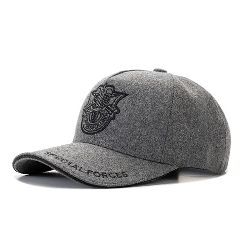 Gorra de Béisbol de Lana de Invierno para Hombre Gruesa Cálida Militar Special Forces Bordado Ajustable Moda Exterior
