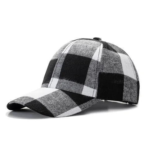 Classic Buffalo Plaid Baseball Cap For Men Women Winter Warm Polyester Cotton Blend Adjustable Retro Plaid Snapback Hat