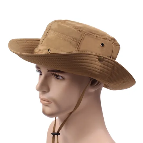 Chapeau Boonie Protection Solaire Plein Air Pour Hommes Femmes Nylon Respirant Large Bord Pêche Randonnée Camping Safari Avec Mentonnière Réglable