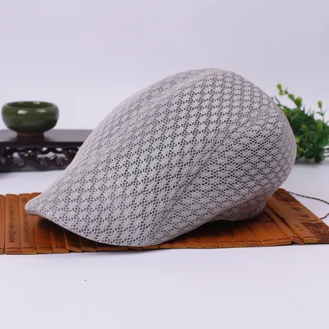 Summer Breathable Mesh Beret For Men Women Cotton Polyester Blend Sunscreen Flat Cap Vintage Adjustable Ivy Hat Travel Outdoor Casual Daily Wear