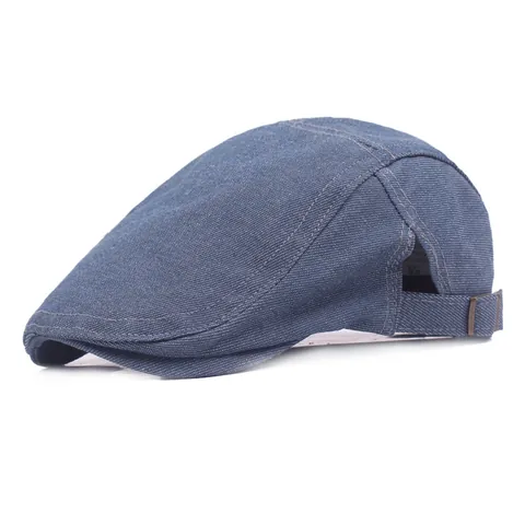 Basco in Denim Casual per Uomo Donna Berretto Piatto Vintage Regolabile in Misto Cotone per Viaggi e Uso Quotidiano