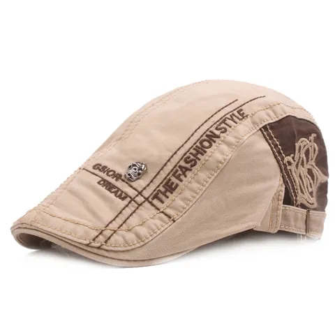 Berretto in Cotone Retrò Coppola per Uomo Donna Ricamo Teschio Decorazione in Metallo Regolabile Cappello da Sole All'aperto