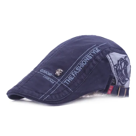 Berretto in Cotone Retrò Coppola per Uomo Donna Ricamo Teschio Decorazione in Metallo Regolabile Cappello da Sole All'aperto