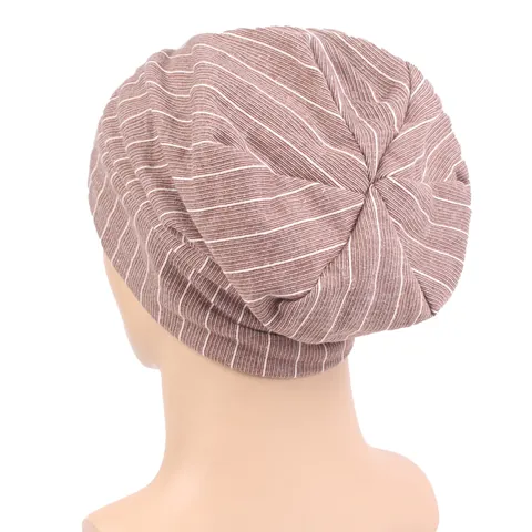 Gorro Slouchy De Rayas Casual Para Hombre Mujer Mezcla De Algodón Viscosa Gorro De Punto Ligero Gorro De Dormir Accesorio De Moda