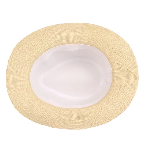 Dames Heren Retro Papieren Stro Fedora Hoed Met Zwarte Band Gesp Zomer Strand Zonnescherm Geweven Jazz Panama Hoed